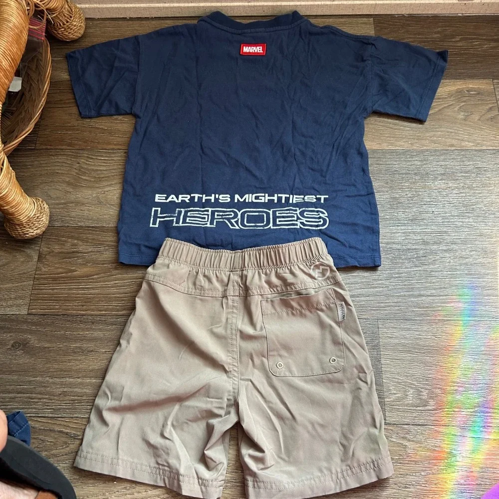 Cotton On Kids Marvel Shirt Set 3T Navy Tan 2pc Bundle